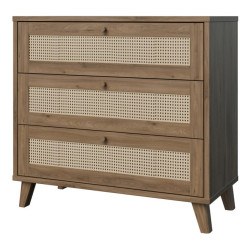 Komoda 90 cm Glenkeen GLKK212 dąb valencia z rattanem
