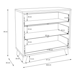 Komoda 90 cm Glenkeen GLKK212 dąb valencia z rattanem