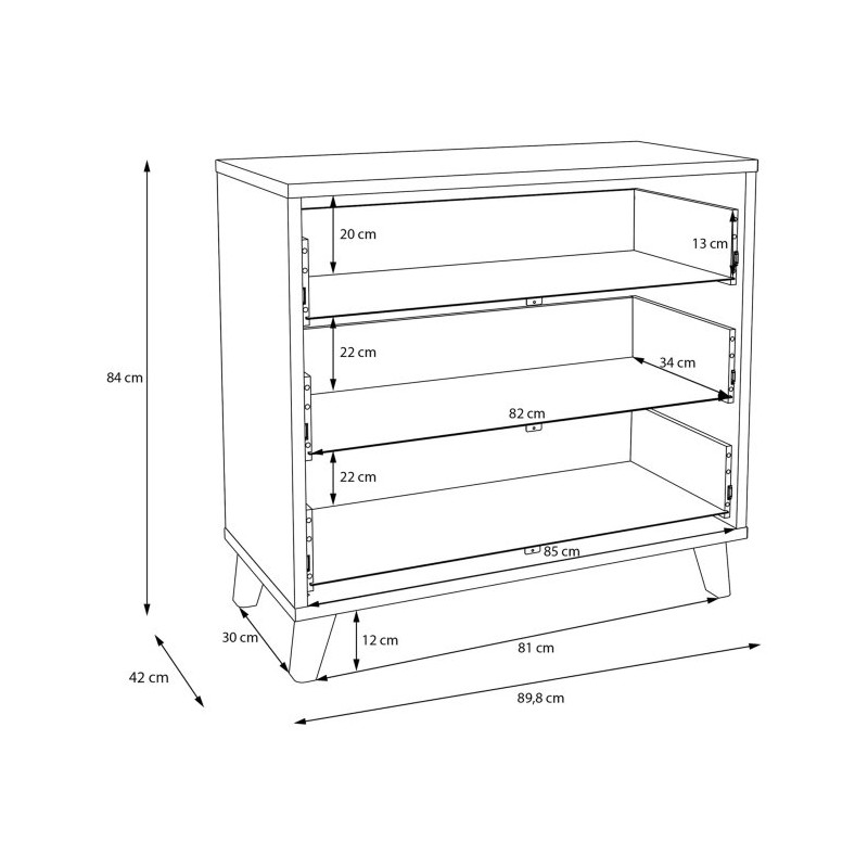 Komoda 90 cm Glenkeen GLKK212 dąb valencia z rattanem