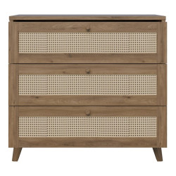 Komoda 90 cm Glenkeen GLKK212 dąb valencia z rattanem
