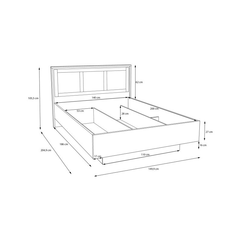 Stelaż łóżka z podnoszonym wkładem Glenkeen GLKL1142