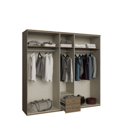 Szafa z lustrem 220 cm GLKS952 – dąb valencia i naturalny rattan