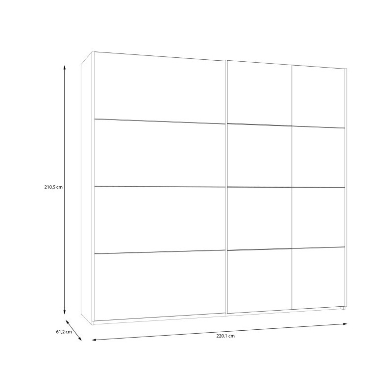 Szafa przesuwna 220 cm Ingalill – funkcjonalne przechowywanie