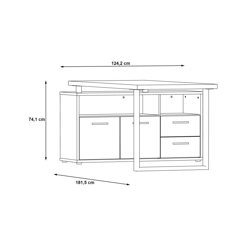 Biurko narożne BK181 nowoczesne szare metalowe | Sklep Domowanie