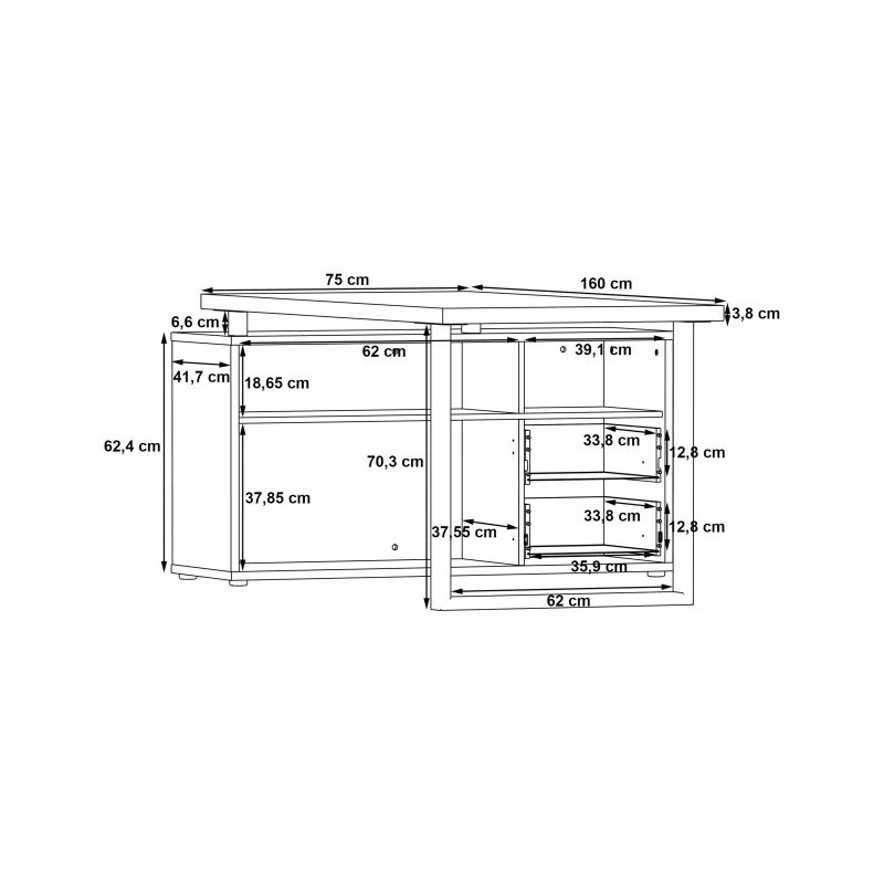 Biurko narożne BK181 nowoczesne szare metalowe | Sklep Domowanie