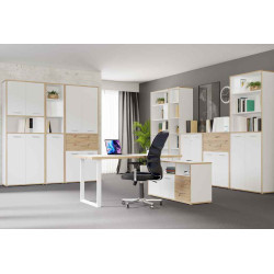 Biurko 160x75 z komodą Keflavik KFLB141-C881 Biały/Dąb Artisan Meble Forte