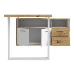 Biurko 160x75 z komodą Keflavik KFLB141-C881 Biały/Dąb Artisan Meble Forte