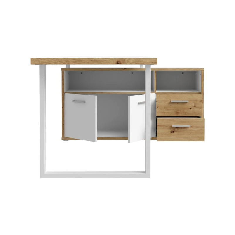 Biurko 160x75 z komodą Keflavik KFLB141-C881 Biały/Dąb Artisan Meble Forte