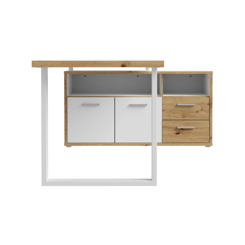 Biurko 160x75 z komodą Keflavik KFLB141-C881 Biały/Dąb Artisan Meble Forte