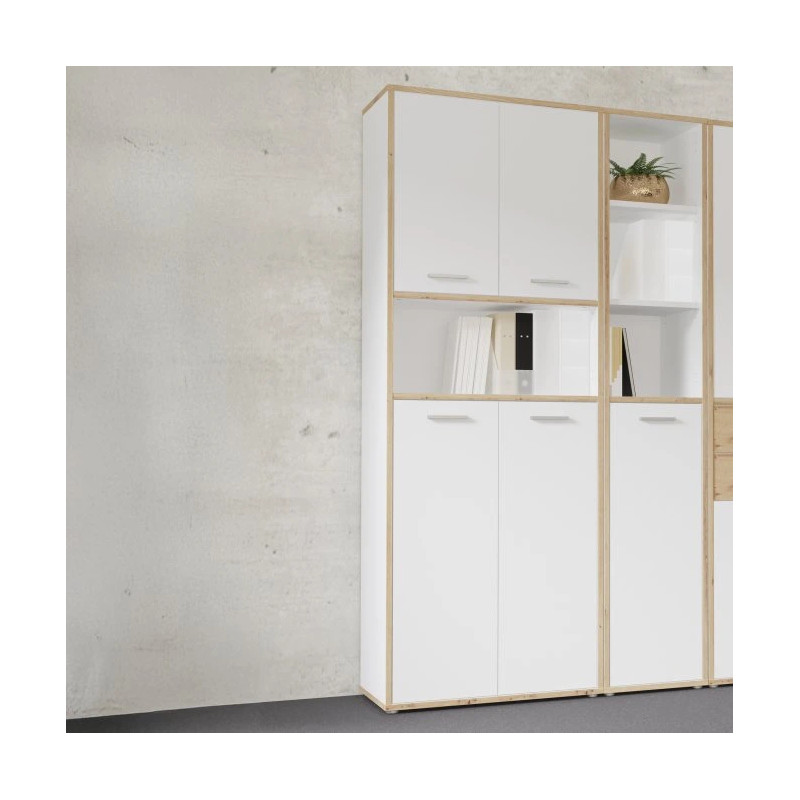 Regał zamykany 85cm Keflavik KFLR822-C881 Biały/Dąb Artisan Meble Forte