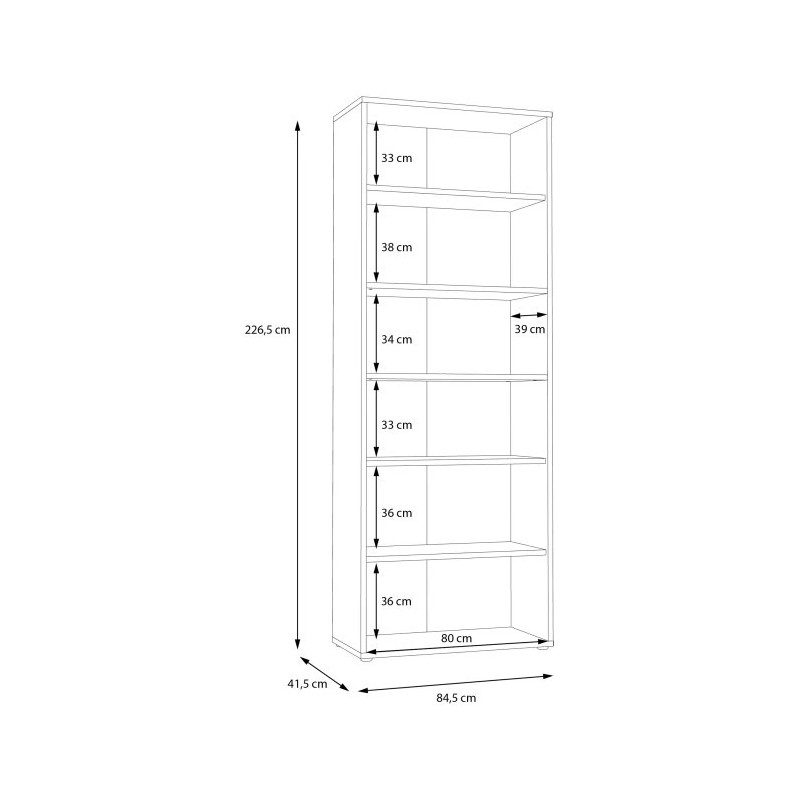 Nowoczesny regał KEFLAVIK z półkami i szafkami – styl skandynawski