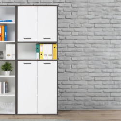 Regał zamykany 85cm Keflavik KFLR822-J53 Biały/Grafit Meble Forte