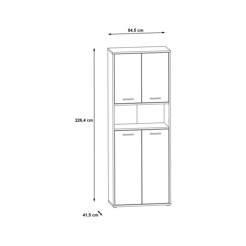 Regał zamykany 85cm Keflavik KFLR822-J53 Biały/Grafit Meble Forte
