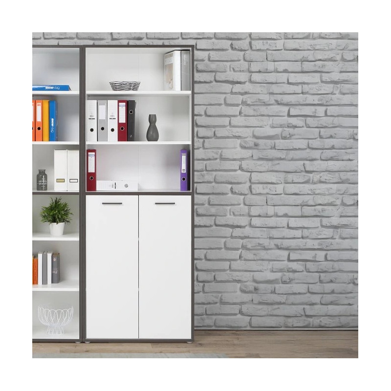 Regał półotwarty 85cm Keflavik KFLR821-J53 Biały/Grafit Meble Forte