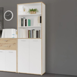 Nowoczesny regał KEFLAVIK z otwartymi wnękami i szafką – do biura