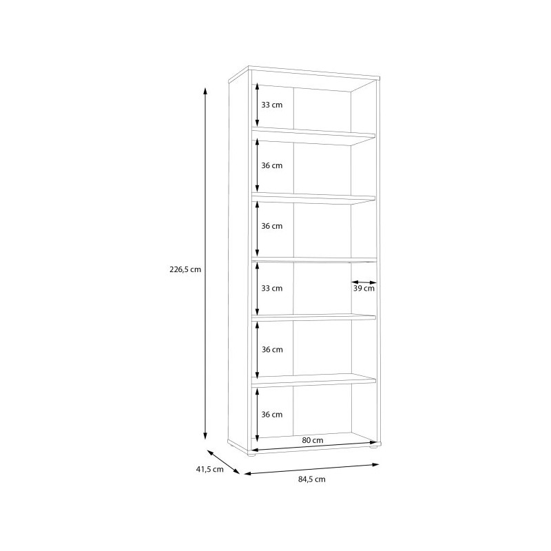 Regał półotwarty 85cm Keflavik KFLR821-C881 Biały/Dąb Artisan Meble Forte
