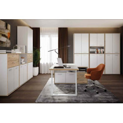 Regał otwarty 85cm Keflavik KFLR823-C881 Biały/Dąb Artisan Meble Forte