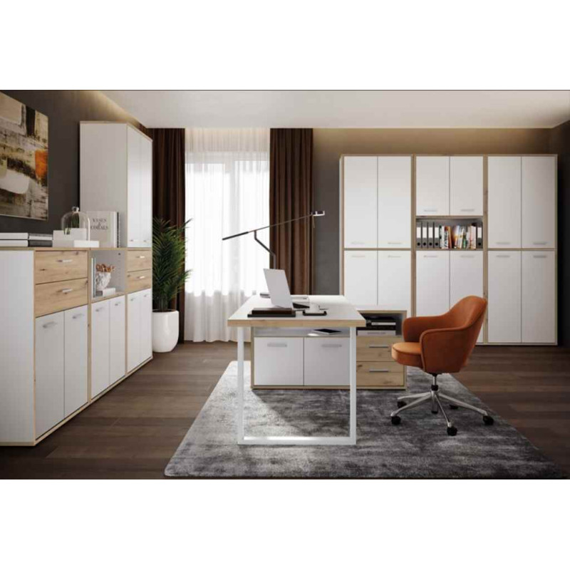 Regał otwarty 85cm Keflavik KFLR823-C881 Biały/Dąb Artisan Meble Forte