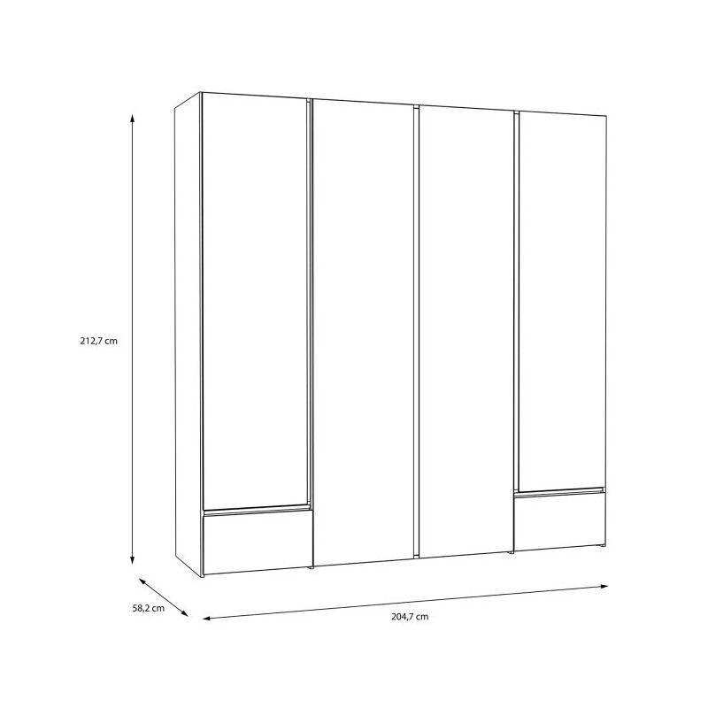 Szafa z oświetleniem 205 cm Lenybelardo LNBS3411B