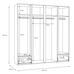Szafa z oświetleniem 205 cm Lenybelardo LNBS3411B