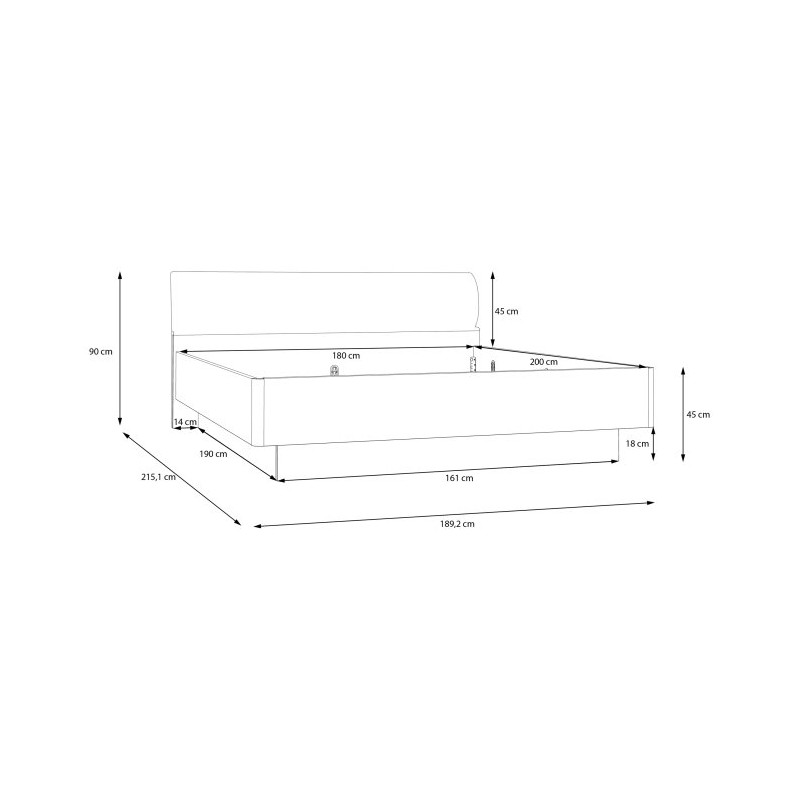 Łóżko 180x200 Mayacus JCKL2182 – maksymalna przestrzeń snu