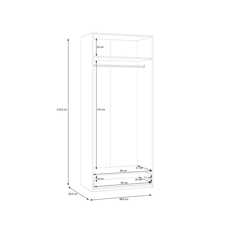 Szafa 2-drzwiowa 90 cm z szufladą Econobox 2 | Meble Forte