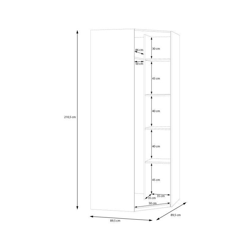 Econobox 2 ECBS911 – biała szafa narożna 90x90 cm