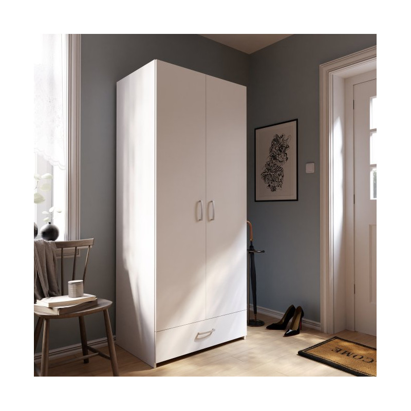 Biała szafa 2-drzwiowa 80 cm Econobox 2 | Meble Forte