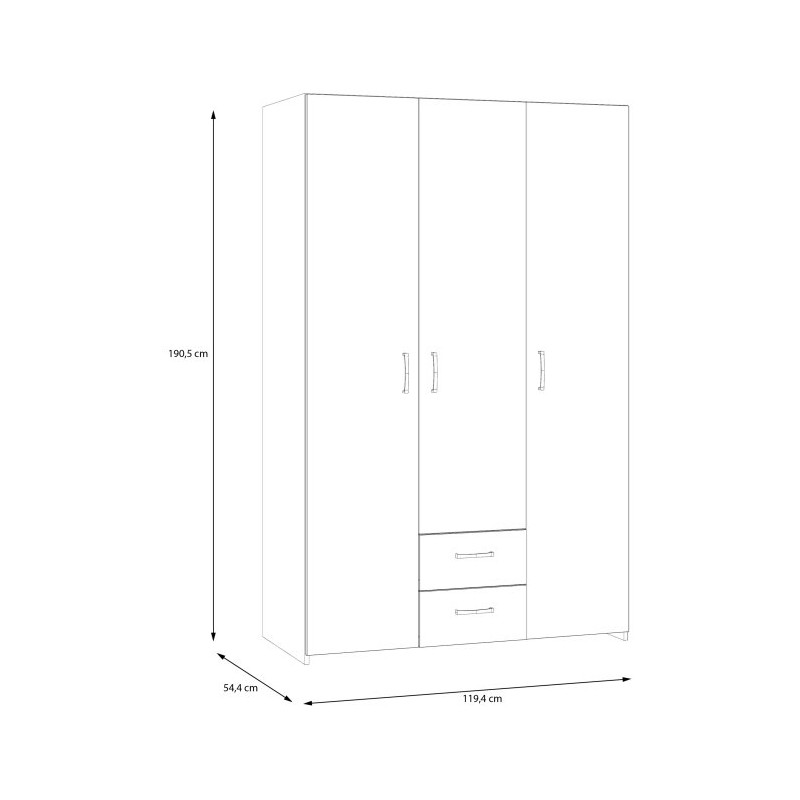 Econobox 2 ECBS832 – biała szafa z szufladami 120 cm