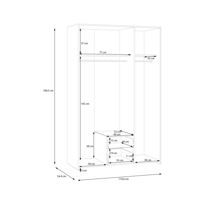Econobox 2 ECBS832 – biała szafa z szufladami 120 cm