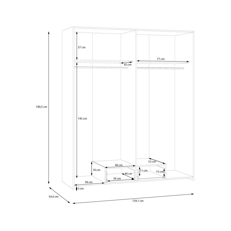 Econobox 2 ECBS842 – szafa z szufladami 160 cm