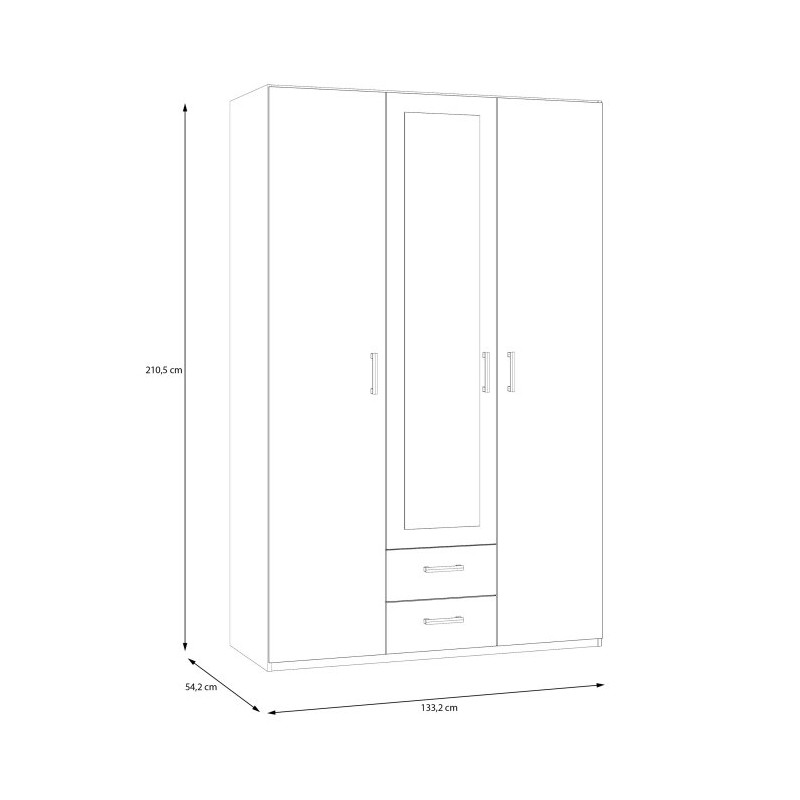 Szafa ECBS931 z lustrem dąb mauvella do codziennego użytku
