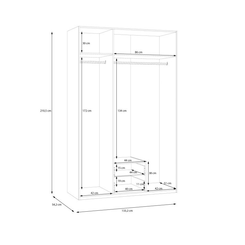 Szafa ECBS931 z lustrem dąb mauvella do codziennego użytku