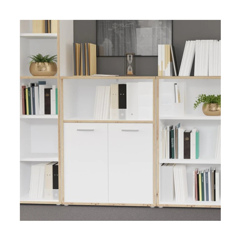 Regał niski 2D Keflavik KFLR321-C881 Biały/Dąb Artisan Meble Forte