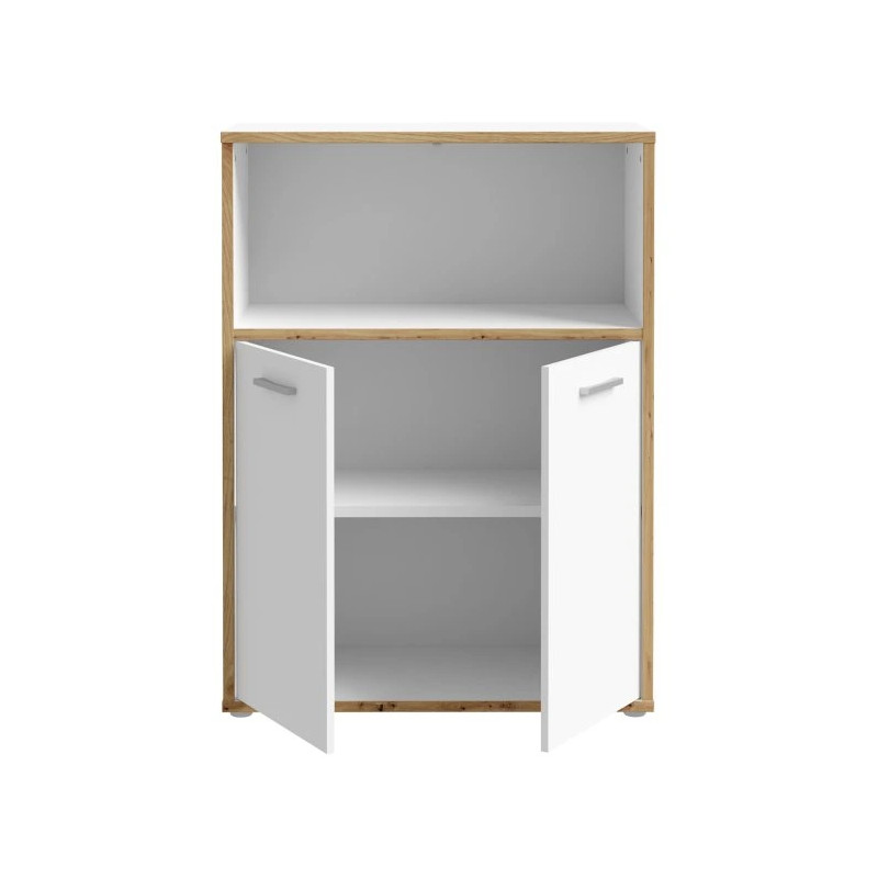 Regał niski 2D Keflavik KFLR321-C881 Biały/Dąb Artisan Meble Forte