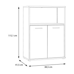 Niski regał KEFLAVIK 85 cm Biały/Dąb Artisan | Domowanie.pl