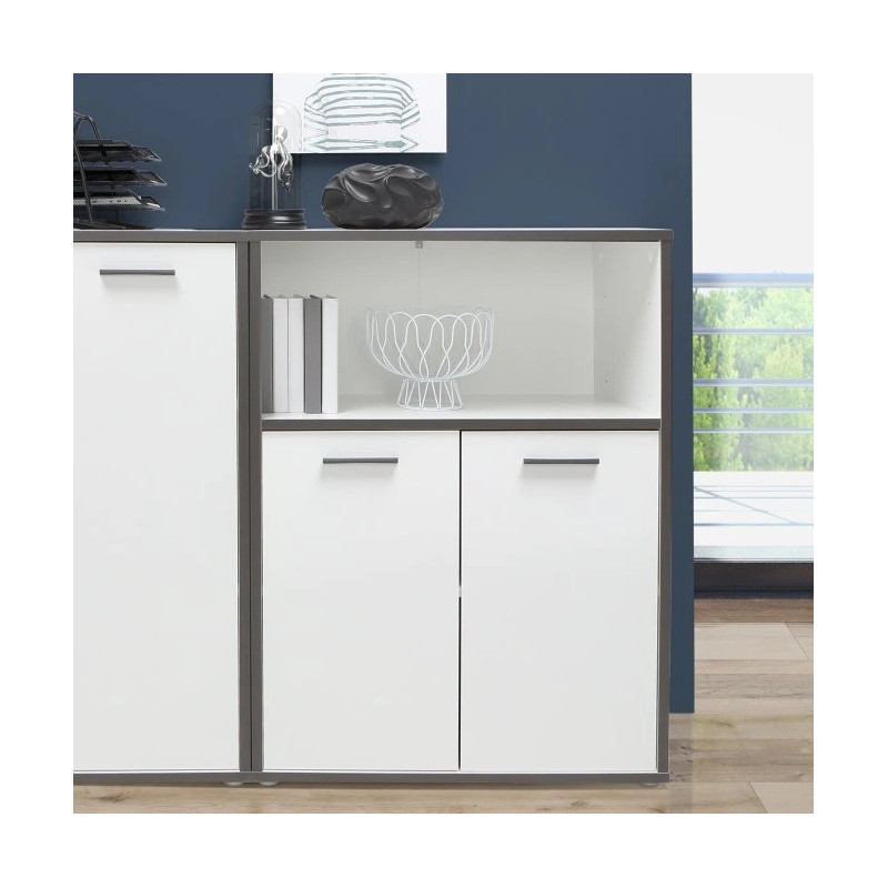 Regał niski 2D Keflavik KFLR321-J53 Biały/Grafit Meble Forte