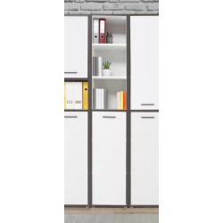 Regał wąski półotwarty 45cm Keflavik KFLR812-J53 Biały/Grafit Meble Forte