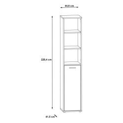 Regał wąski półotwarty 45cm Keflavik KFLR812-J53 Biały/Grafit Meble Forte