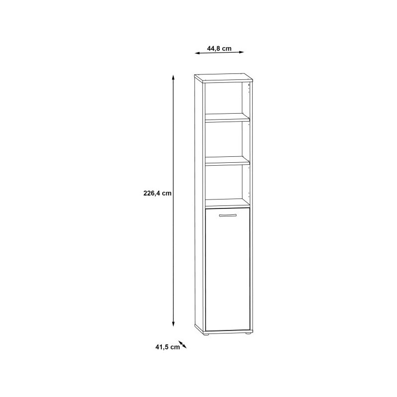 Regał wąski półotwarty 45cm Keflavik KFLR812-J53 Biały/Grafit Meble Forte