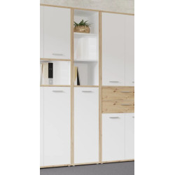 Regał wąski półotwarty 45cm Keflavik KFLR812-C881 Biały/Dąb Artisan Meble Forte