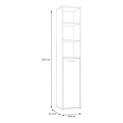 Regał wąski półotwarty 45cm Keflavik KFLR812-C881 Biały/Dąb Artisan Meble Forte
