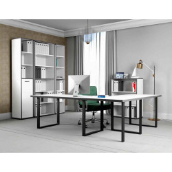 KEFLAVIK biurko biały/grafit 160 cm – styl nowoczesny