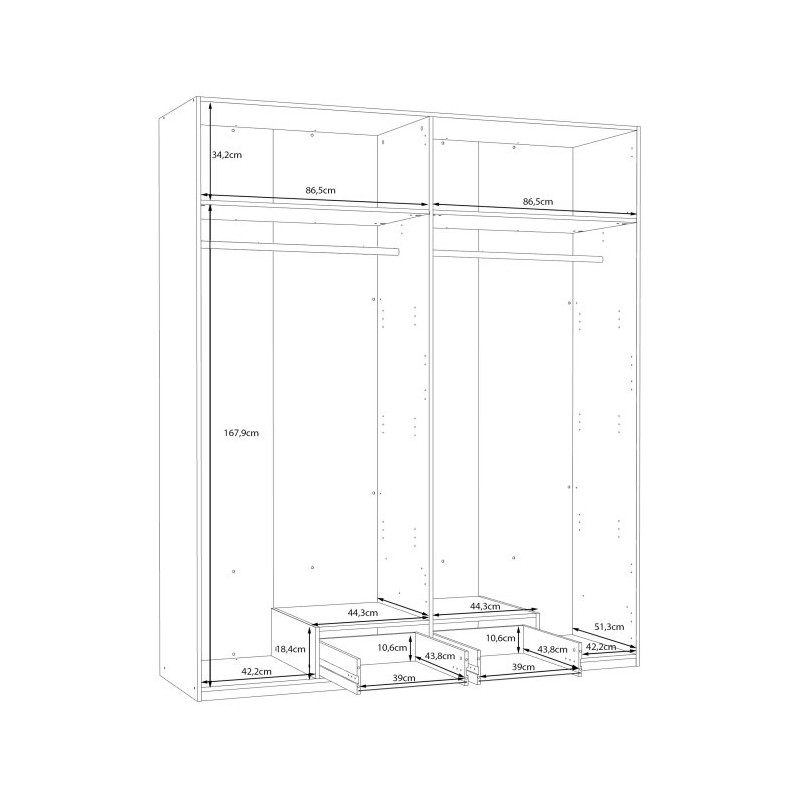 Econobox 2 ECBS944 – biała szafa z lustrem 180 cm