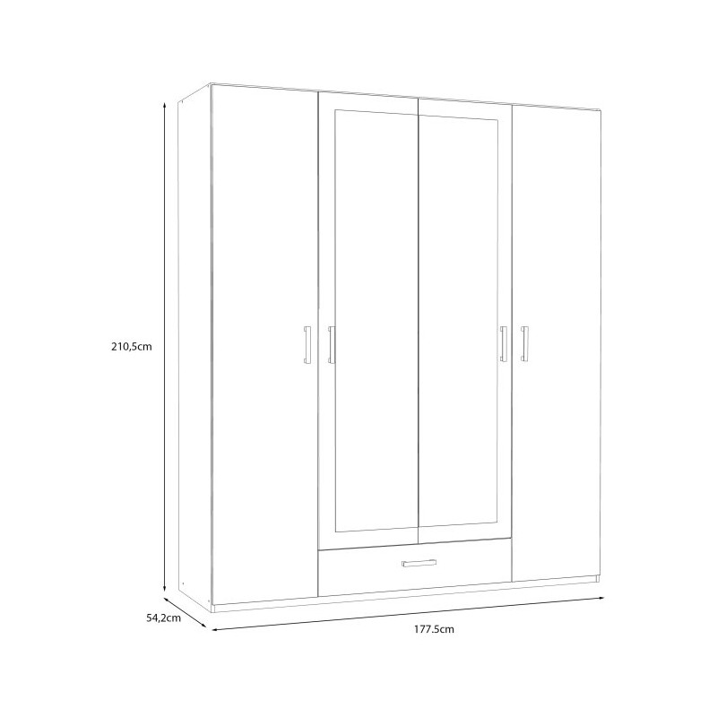 Econobox 2 ECBS944 – szafa z lustrem 180 cm dąb mauvella