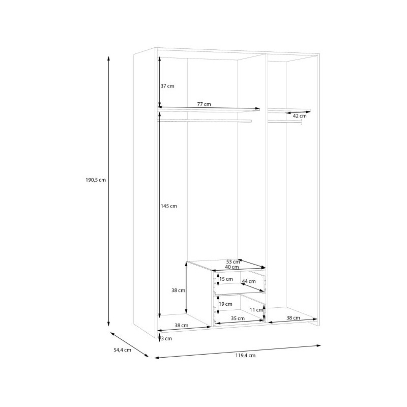 Szafa Econobox 2 ECBS832 120 cm | biały/dąb puccini