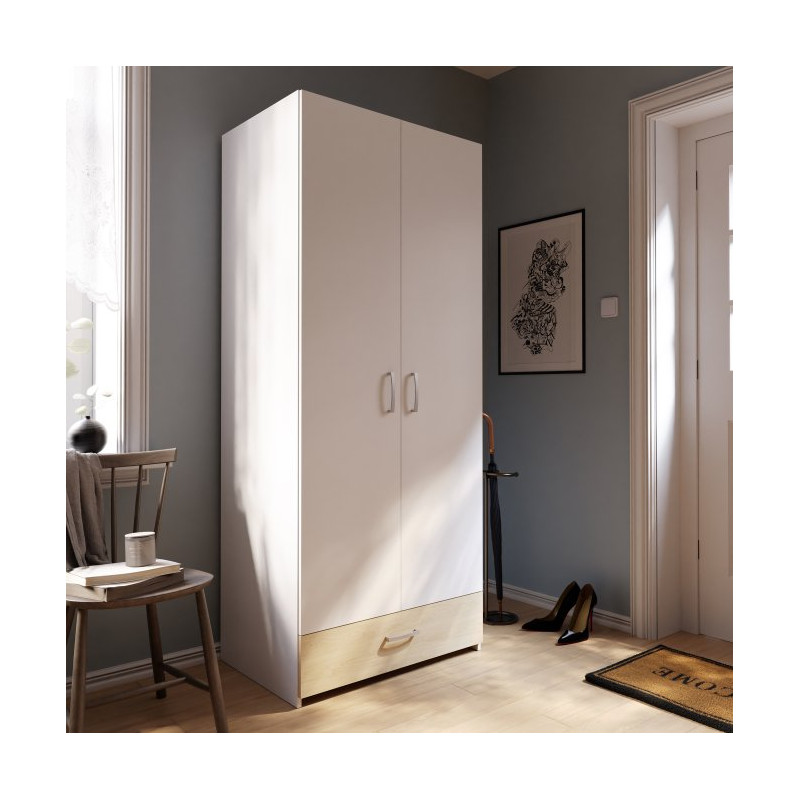 Biała szafa 2-drzwiowa 80 cm Econobox 2 | Meble Forte