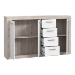 Komoda 150 cm Baccio BCCK241 | biały/dąb piaskowy