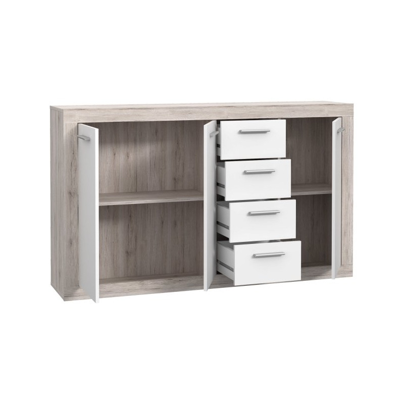 Komoda 150 cm Baccio BCCK241 | biały/dąb piaskowy