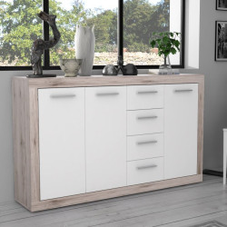 Komoda 150 cm Baccio BCCK241 | biały/dąb piaskowy